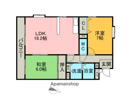 アネックス森岡III(2LDK/3階)の間取り写真