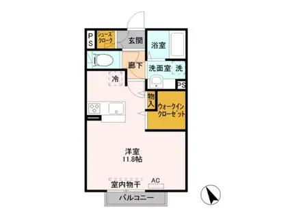 セントラルM(ワンルーム/2階)の間取り写真