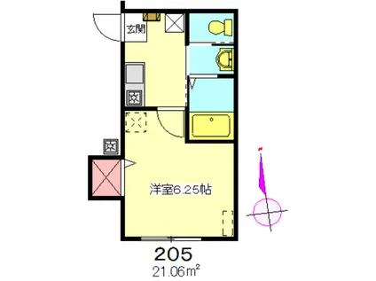 ウイングコート(1K/2階)の間取り写真