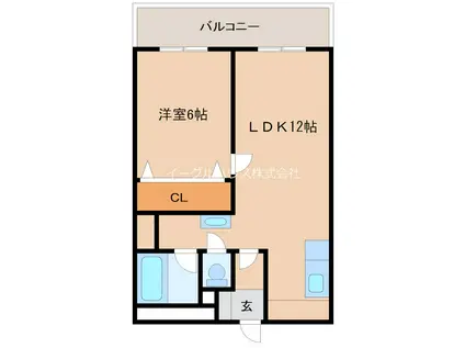 二日市ビル(1LDK/8階)の間取り写真