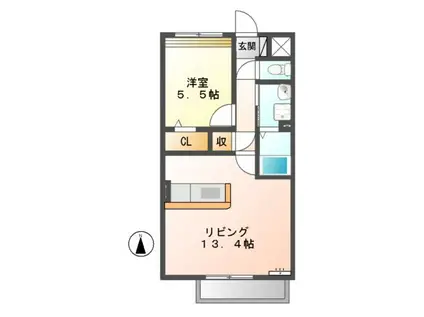 V・フルーツ II(1LDK/1階)の間取り写真