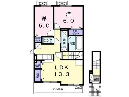 ラ・コンフォート東松島II(2LDK/2階)の間取り写真
