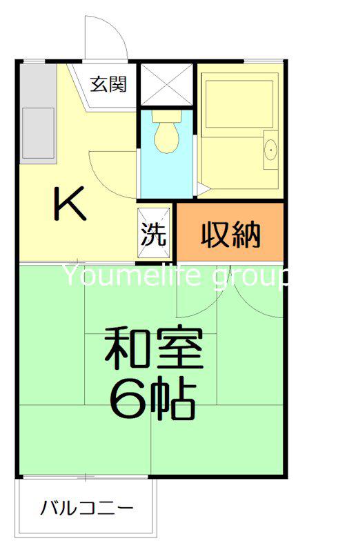 岡崎ハイツI(1K/2階)の間取り写真