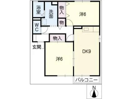 サウスロック松(2DK/1階)の間取り写真
