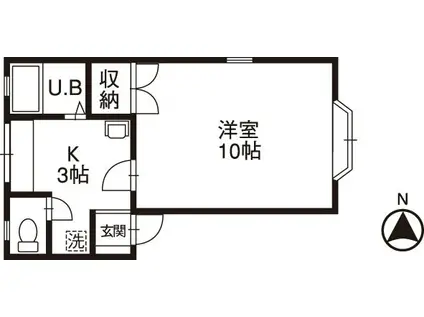 マーセルS2(1K/1階)の間取り写真
