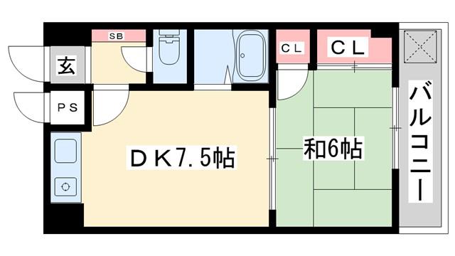D-スクウェア加古川(1DK/3階)の間取り写真