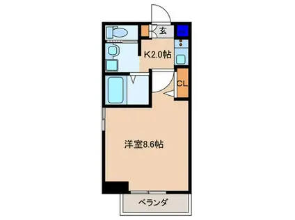 ビガーポリス300同心II(1K/9階)の間取り写真