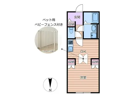 BRILLANTE PAWS 舎人(1DK/2階)の間取り写真
