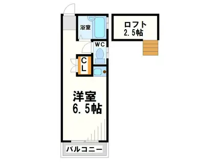 調布ヶ丘T&T(ワンルーム/2階)の間取り写真