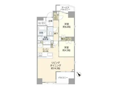 ザ・マジェスティコート目黒(2LDK/13階)の間取り写真