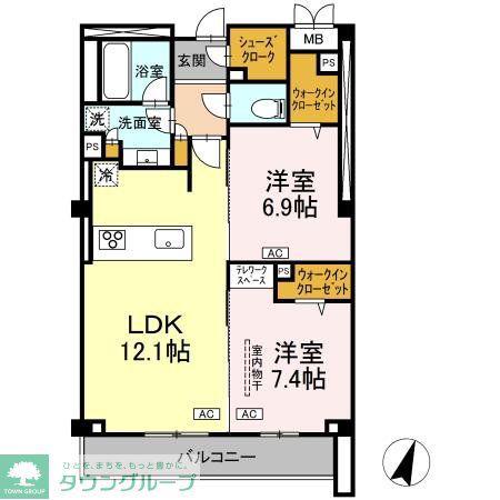 プライム フォレスト 百合ケ丘(2LDK/4階)の間取り写真