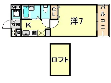 ジュネス(1K/6階)の間取り写真