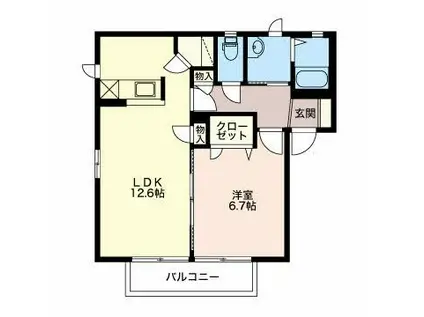 オーチャード上田原A(1LDK/2階)の間取り写真