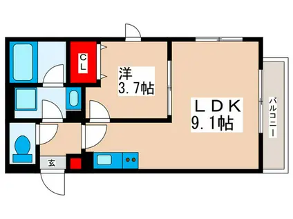 ユーフォリア(1LDK/2階)の間取り写真