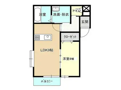 ピース18小松島(1LDK/2階)の間取り写真