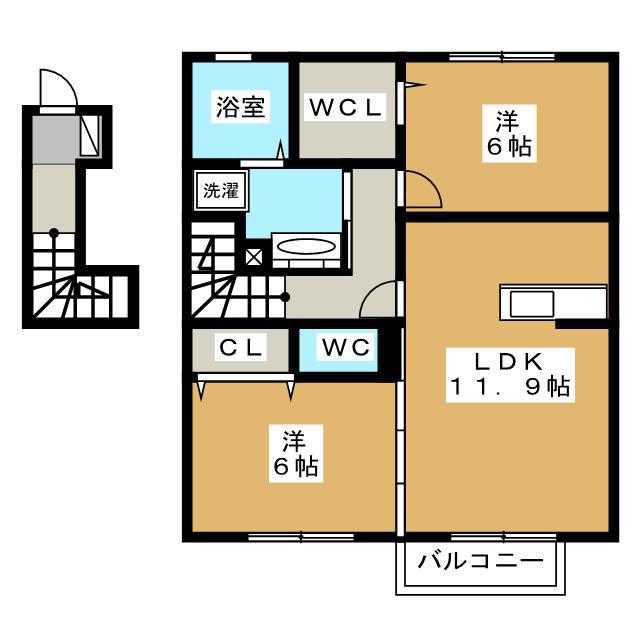 メゾン プレーヌ(2LDK/2階)の間取り写真