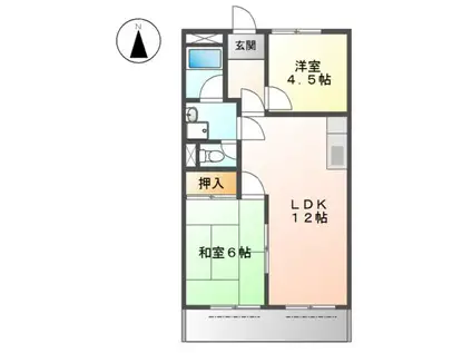 プロムナード中山II(2LDK/1階)の間取り写真