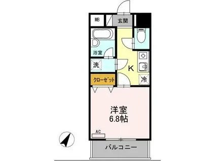 リージェント大橋(1K/7階)の間取り写真