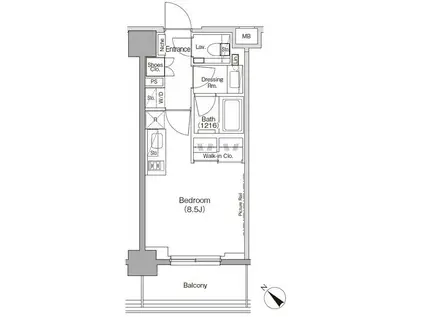 ザパークハビオ月島フロント(ワンルーム/9階)の間取り写真