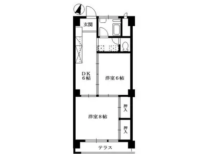 ステラコート大山(2DK/1階)の間取り写真
