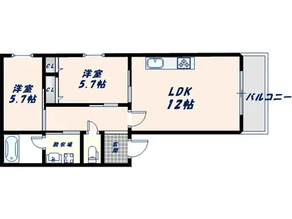 シャーメゾンアンジュ(2LDK/2階)の間取り写真