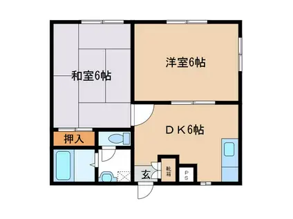 フレグランス千代川E棟(2DK/1階)の間取り写真