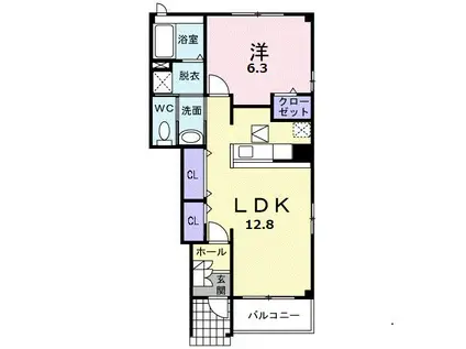 アリストクラット A(1LDK/1階)の間取り写真