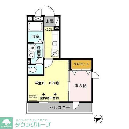 トレビナ中浦和(2K/3階)の間取り写真