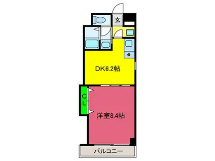 ヴィルヌーヴ南上町(1DK/2階)の間取り写真