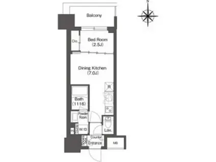 コンフォリア新大阪宮原Q(1DK/14階)の間取り写真