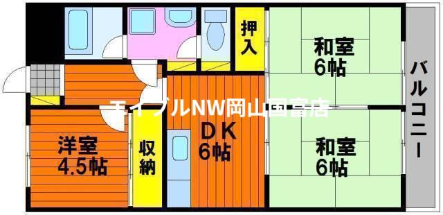 苔口マンション(3DK/2階)の間取り写真