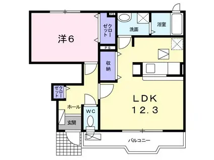 サンリットF(1LDK/1階)の間取り写真