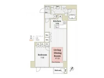 レジデンス富士見イースト(1LDK/5階)の間取り写真