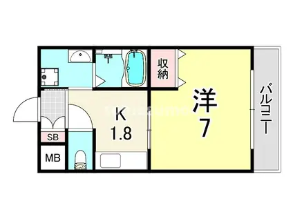 リープラス立花(1K/2階)の間取り写真