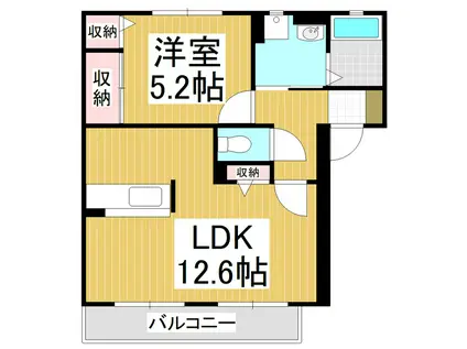 ＪＲ篠ノ井線 広丘駅 徒歩11分 2階建 築17年(1LDK/1階)の間取り写真