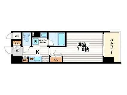 レジュールアッシュ上町台(1K/11階)の間取り写真