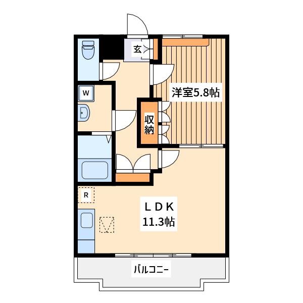 クレメント駒木C(1LDK/1階)の間取り写真
