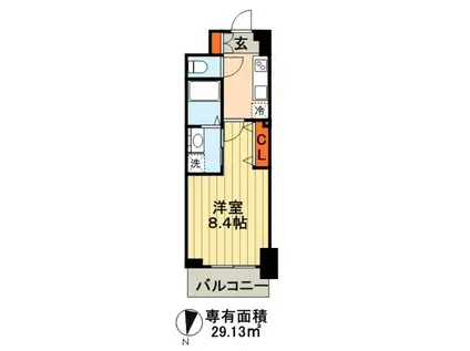 1/6TH ワンシックス(1K/3階)の間取り写真