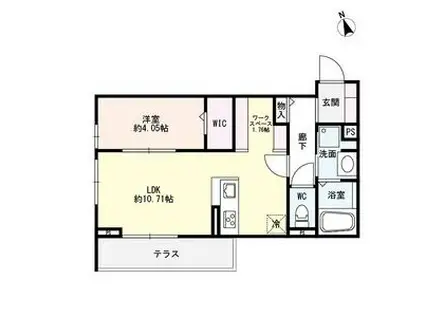 グリーンゲイブル(1LDK/2階)の間取り写真