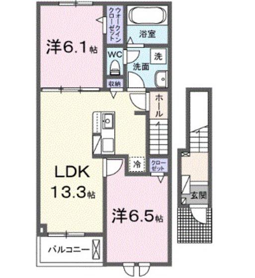 アヴェニールガーデン(2LDK/2階)の間取り写真