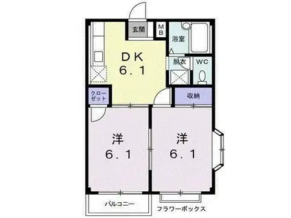 倉持ハイツパートII(2DK/1階)の間取り写真