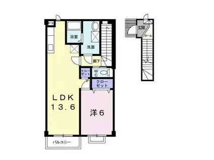 アルブルB(1LDK/2階)の間取り写真