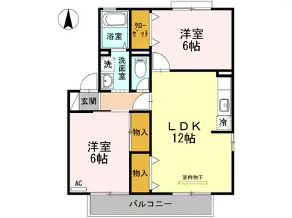 ビラ芳翠(2LDK/1階)の間取り写真