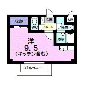 エイヒル(ワンルーム/1階)の間取り写真