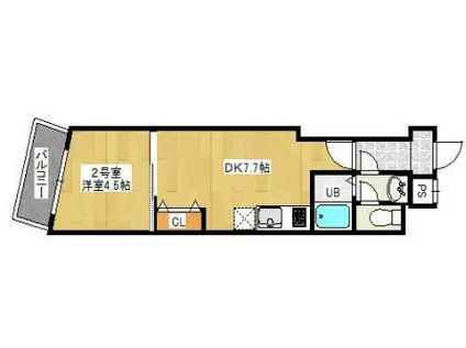 BRILLIANT・T 602(1DK/6階)の間取り写真