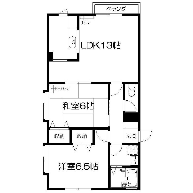 ステータス長根(2LDK/1階)の間取り写真