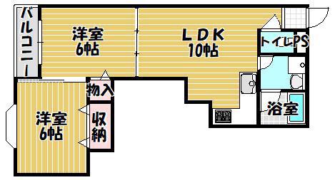 旭マンション(2LDK/4階)の間取り写真