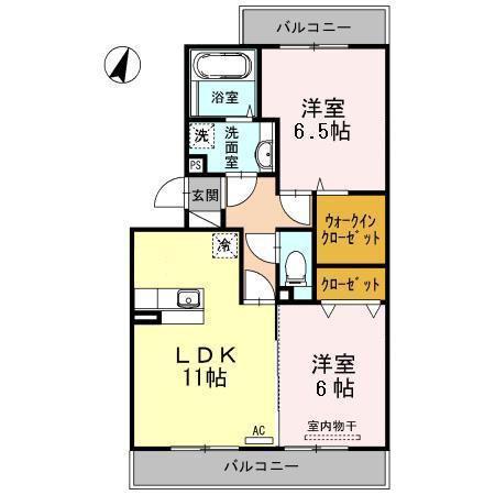 レイクサイド B(2LDK/3階)の間取り写真