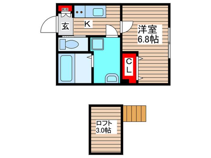 ベル八千代(1K/1階)の間取り写真