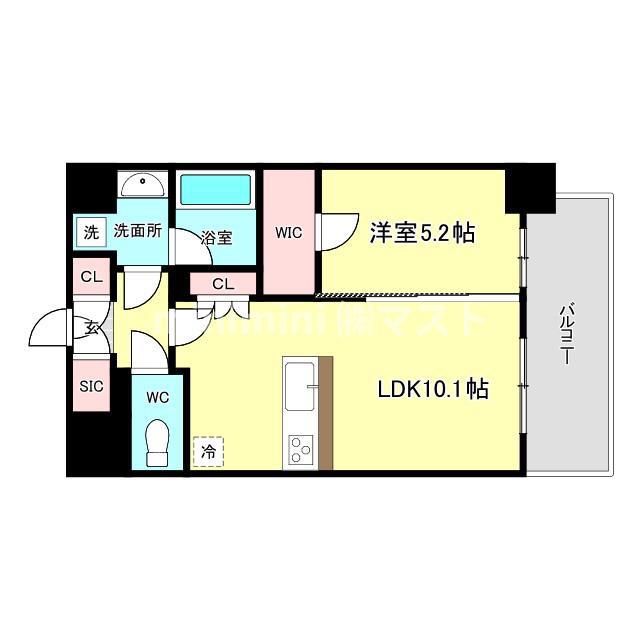 スプランディッド弁天町DUE(1LDK/7階)の間取り写真